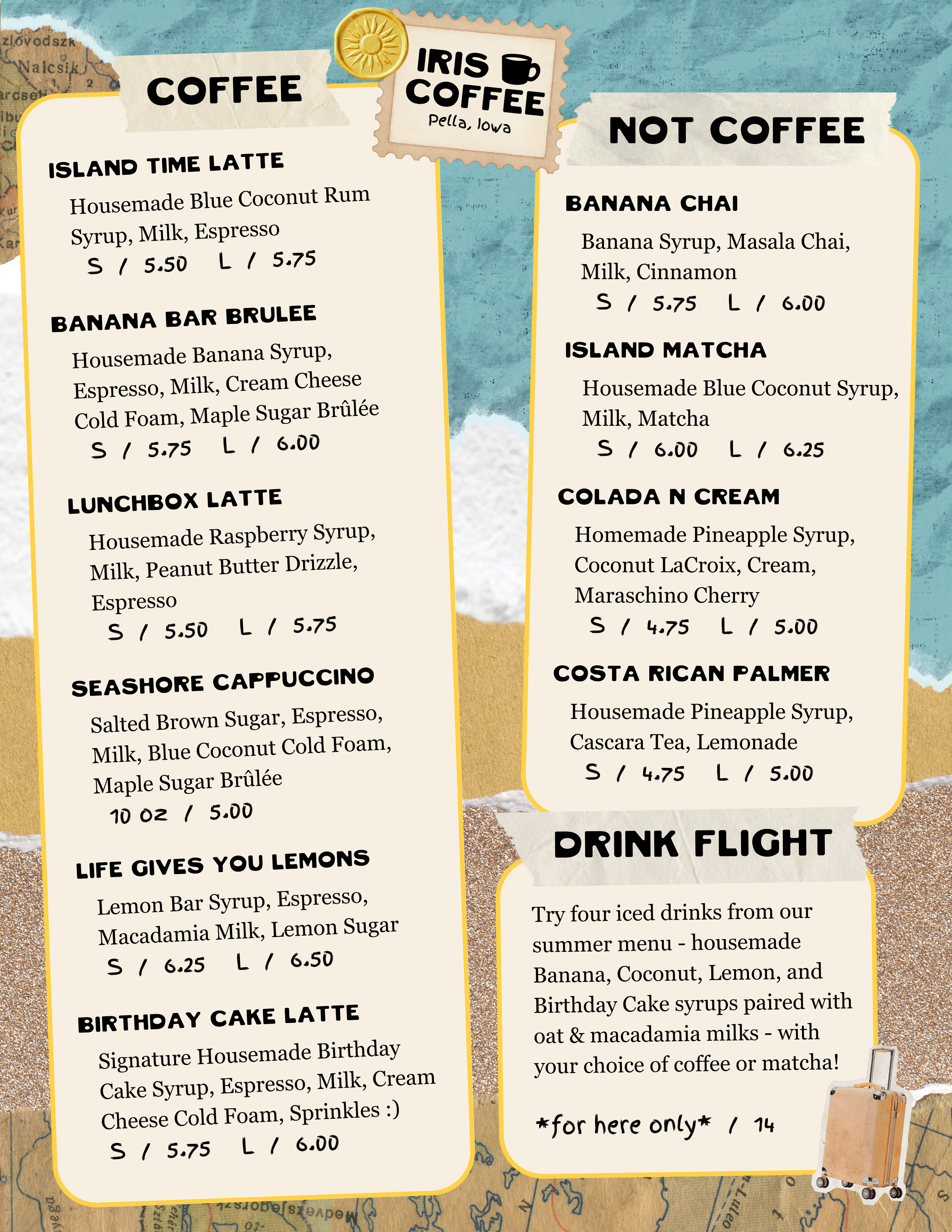 Menus — Iris Coffee Company | Pella, Iowa